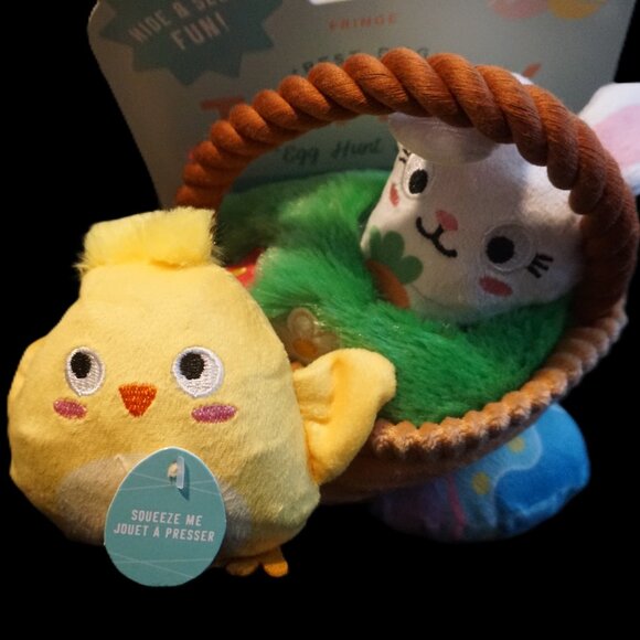 Hide & Seek Easter Basket Plush Dog Toy Small to Medium Squeaker Crinkle - Picture 6 of 8